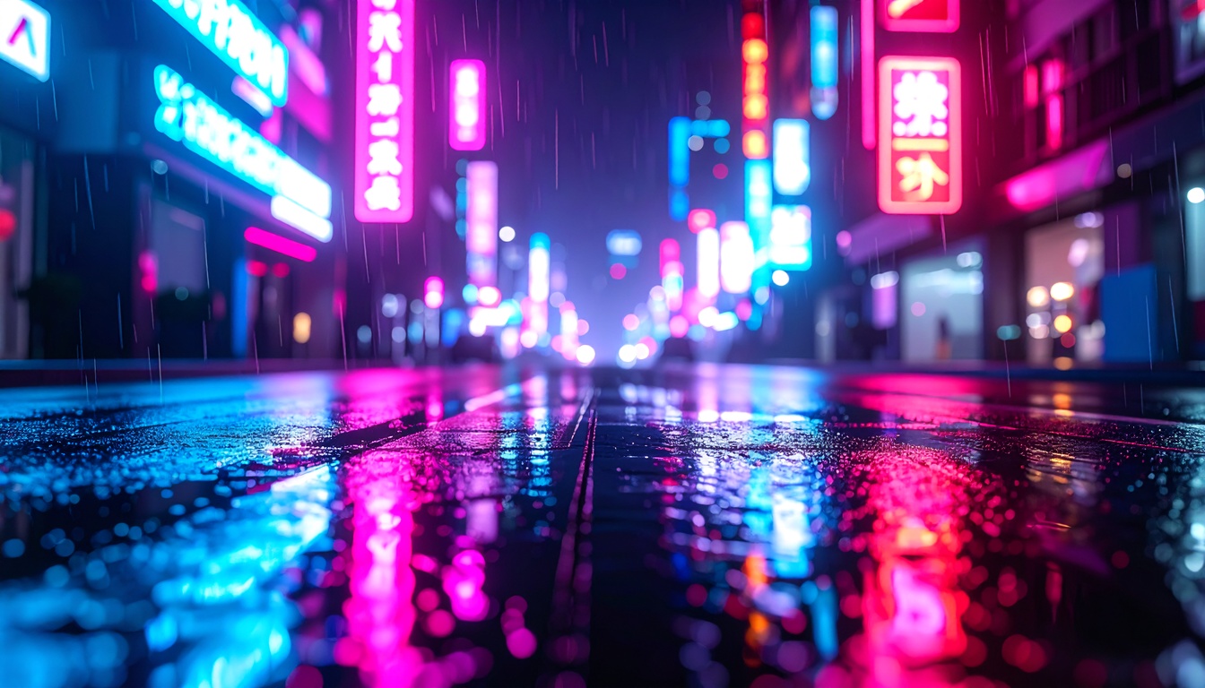 Cyberpunk city at night, neon